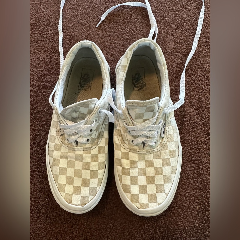 White checkered vans! In size 3 used cleaned new laces great condition